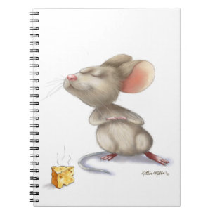 Caderno Espiral Rato Adorável e Cartoon de Queijo