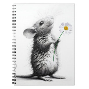 Caderno Espiral Rato com margarida branca