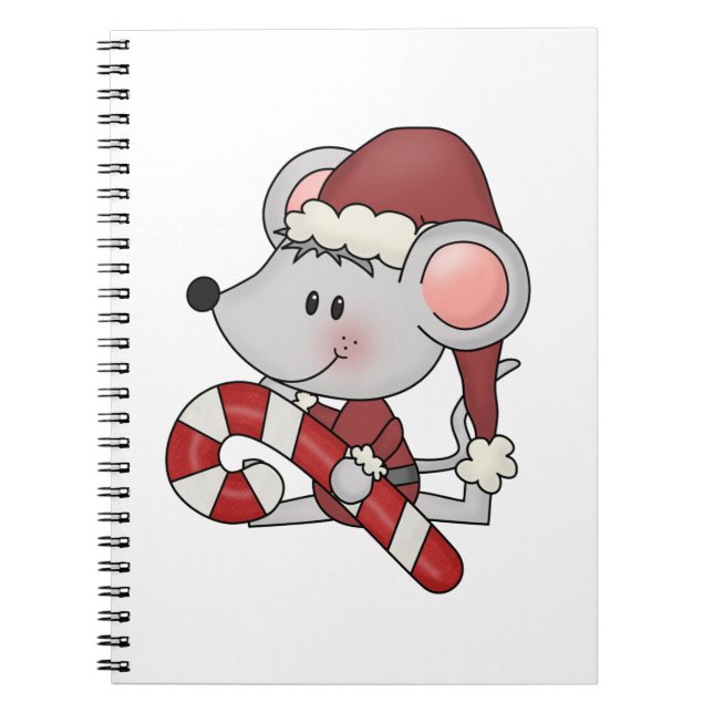 Caderno Espiral Rato do Natal com bastão de doces (Frente)