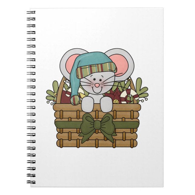 Caderno Espiral Rato do Natal na cesta (Frente)
