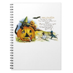 Caderno Espiral Rato e Gato de Halloween