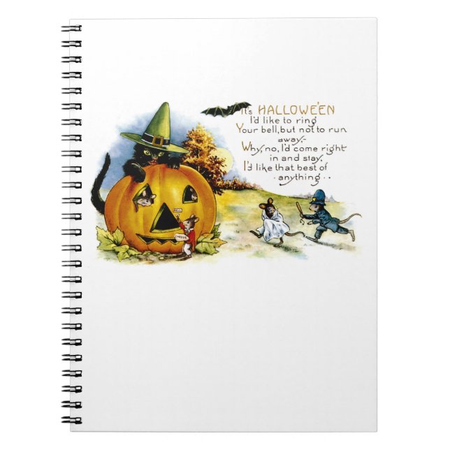 Caderno Espiral Rato e Gato Halloween (Frente)