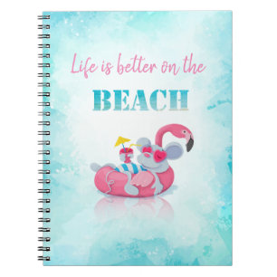 Caderno Espiral Rato Fofo Praia Estilosa
