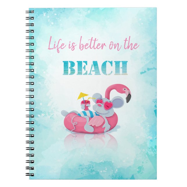 Caderno Espiral Rato Fofo  Praia Estilosa   (Frente)
