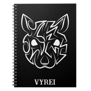 Caderno Espiral Rato Tribal Negro e Branco