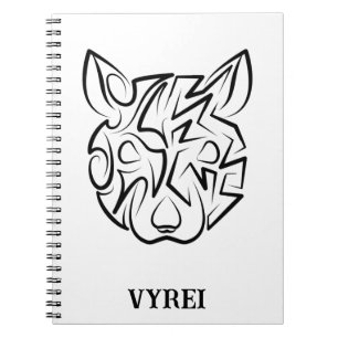 Caderno Espiral Rato Tribal Negro e Branco