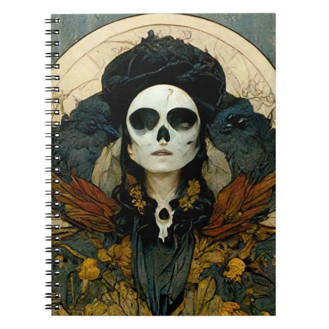 Caderno Espiral Raven Witch Fantasy Horror Gótico Gótica (Frente)
