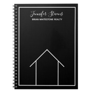 Caderno Espiral Real Estate House Black White Realator