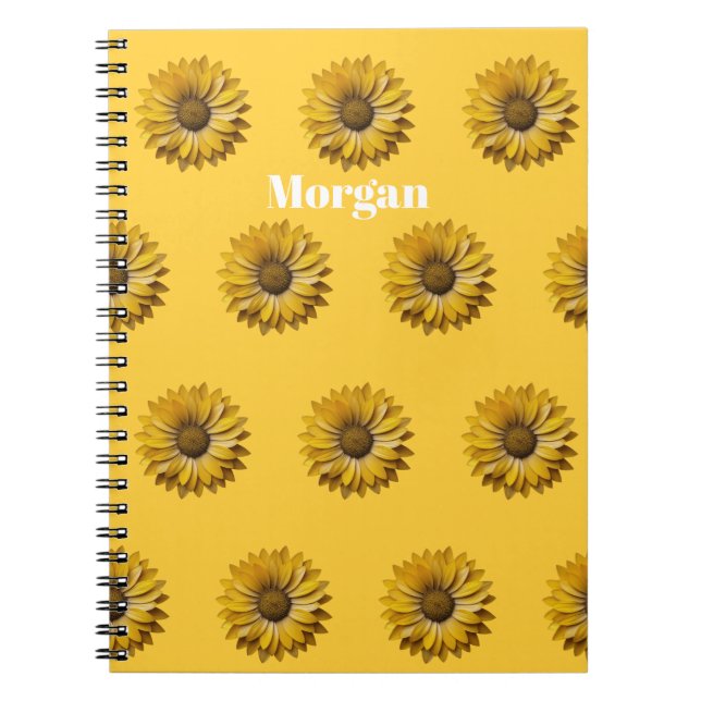 Caderno Espiral Realistic Minimal Sunflower Pattern Custom (Frente)
