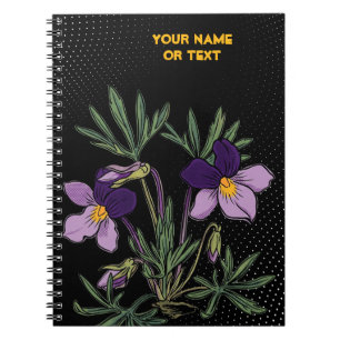 Caderno Espiral Rebelde Botânico: Violeta de Pé de Pássaro Pop Art