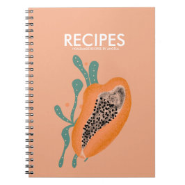 Caderno Espiral Receita Abstrata de Fruta Tropical Mamão