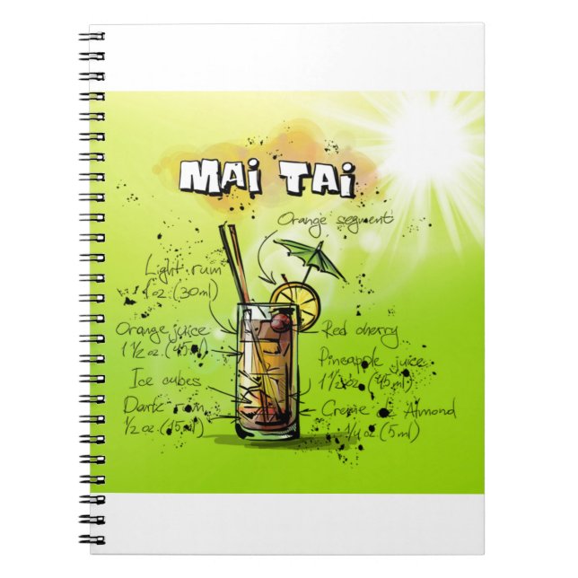 Caderno Espiral Receita de Cocktail Tropical (Frente)