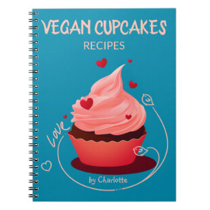Caderno Espiral Receita de Cupcakes Vegan, Livro de Receita Person