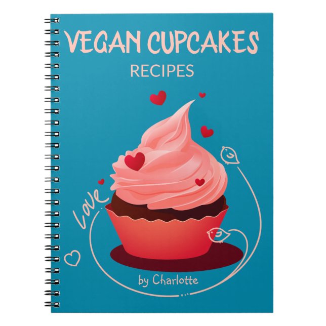 Caderno Espiral Receita de Cupcakes Vegan, Livro de Receita Person (Frente)