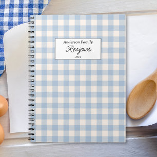 Caderno Espiral Receita de Gingham Azul Pastel