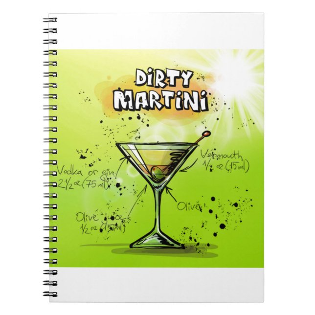 Caderno Espiral Receita de Martini Cocktail (Frente)
