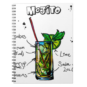 Caderno Espiral Receita do cocktail de Mojito