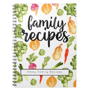 Caderno Espiral receita do livro de receitas da família de script