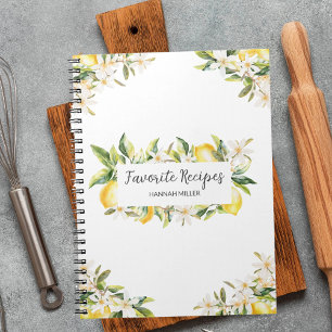 Caderno Espiral Receita Floral Botânica de Limões e Flores