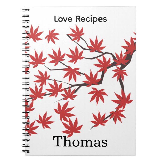 Caderno Espiral Receita Folhas Vermelhas (Frente)