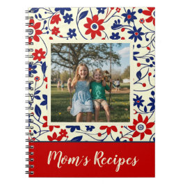 Caderno Espiral Receita Personalizada da Mamãe com Foto Floral