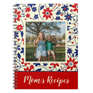 Caderno Espiral Receita Personalizada da Mamãe com Foto Floral