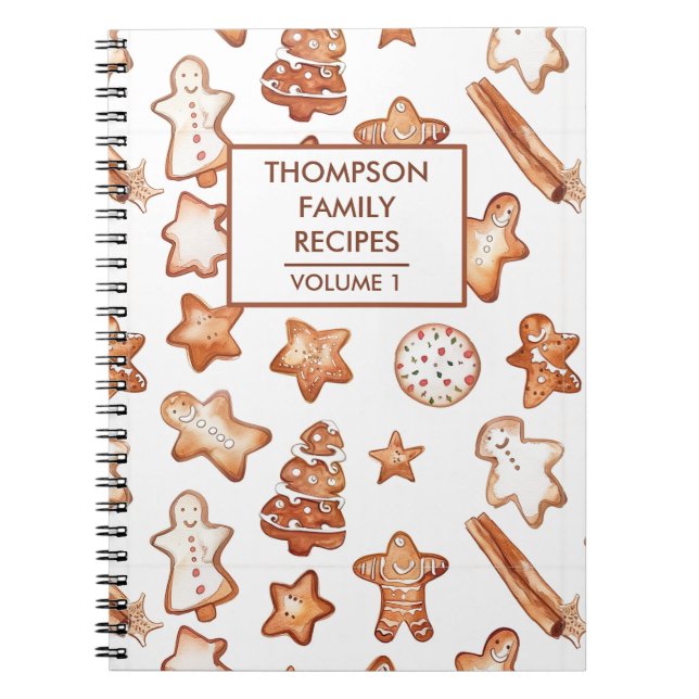 Caderno Espiral Receita Personalizada de Biscoitos de Natal (Frente)