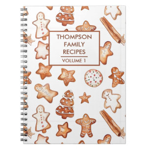 Caderno Espiral Receita Personalizada de Cookies de Natal