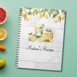 Caderno Espiral Receita Personalizada de Limão de Verão Amarelo