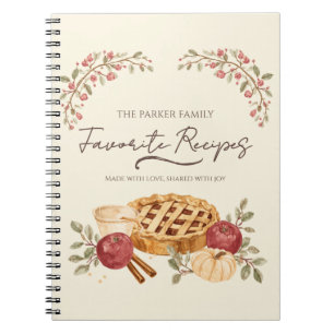 Caderno Espiral Receita Personalizada de Torta de Maçã de Outono d