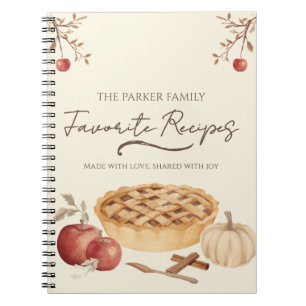 Caderno Espiral Receita Personalizada de Torta de Maçã de Outono p