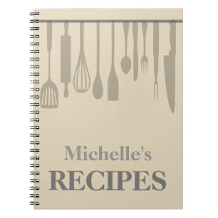 Caderno Espiral Receita personalizada de utensílios de cozinha
