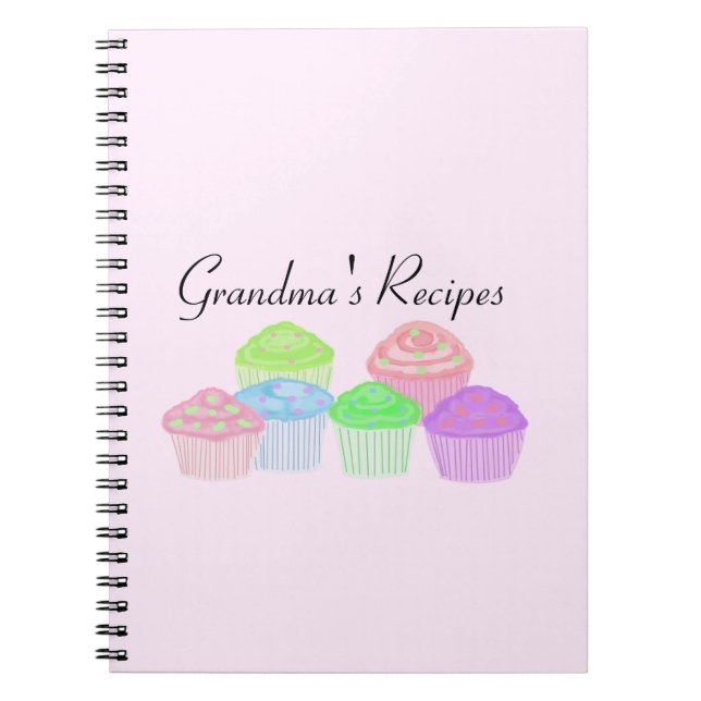 Caderno Espiral Receitas da Vovó - Cupcakes com Glacê (Frente)