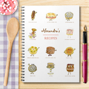 Caderno Espiral Receitas de Bolos Arte de Desenho Animado de Bolo