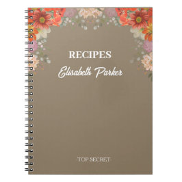 Caderno Espiral Receitas de cozinha de livro de receitas florais r