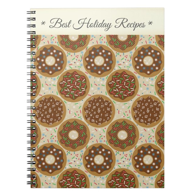 Caderno Espiral Receitas de Feriado com Tema de Donuts (Frente)