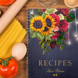 Caderno Espiral Receitas de girassol e de cozinha de marinho de ro