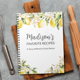 Caderno Espiral Receitas familiares de limões amarelos e flores br