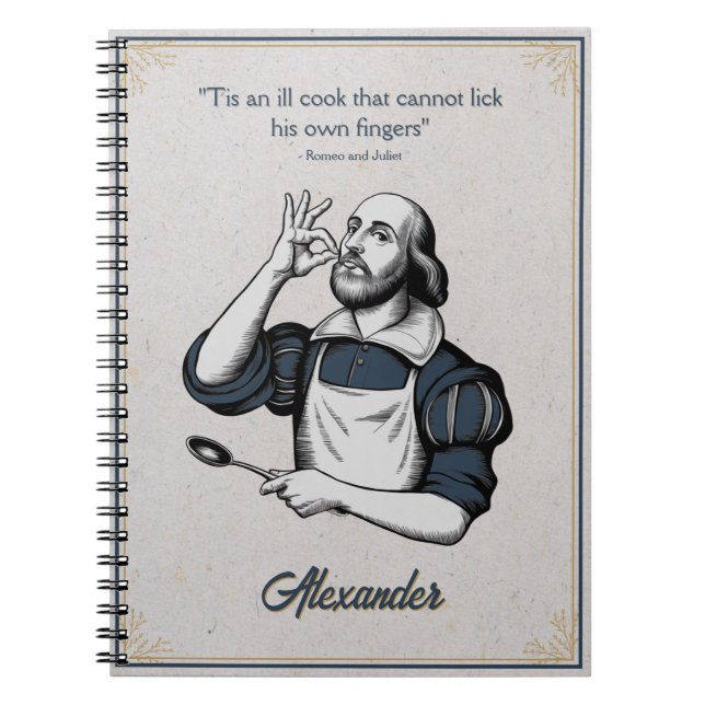 Caderno Espiral Receitas Personalizadas de Confeitaria Chef Elegan (Frente)