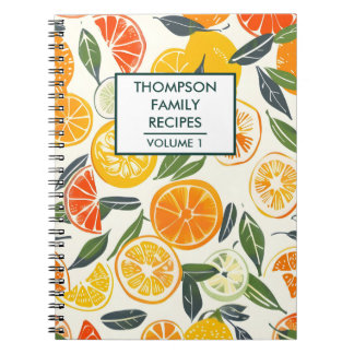 Caderno Espiral Receitas Personalizadas de frutas de citrinos de t