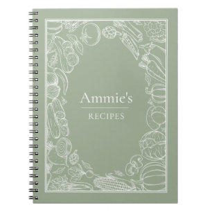 Caderno Espiral Receitas Personalizadas Ilustração Legumes
