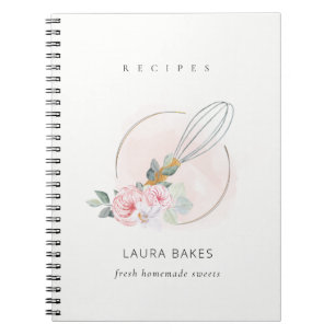 Caderno Espiral Recipiente De Chef Floral De Madeira Com Blush Wat