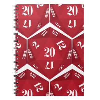 Caderno Espiral Red-20-Sided-Dice-Pattern