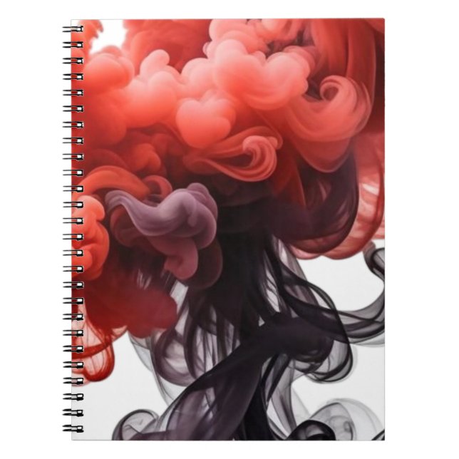 Caderno Espiral Red and Black Ink Swirl Abstract Notebook (Frente)