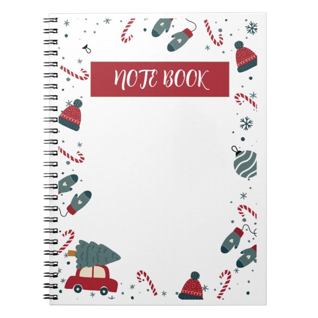 Caderno Espiral Red and Green Cute Illustrated Christmas  (Frente)