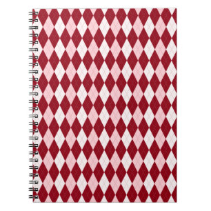Caderno Espiral Red Argyle Crimson Cor-de-rosa Pequeno Forma de Di