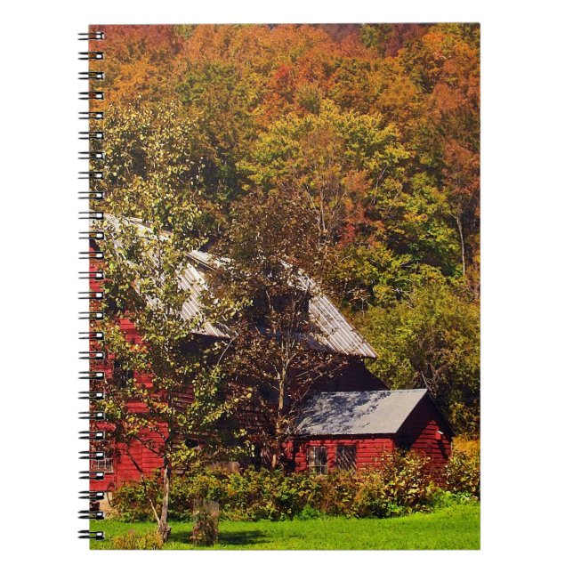 Caderno Espiral Red Barn no outono (Frente)