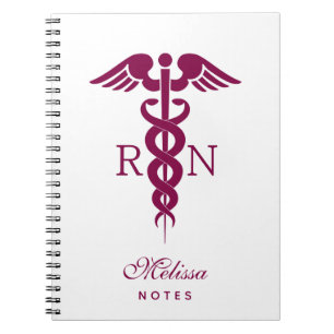 Caderno Espiral Red Caduceus Nurse Símbolo Médico