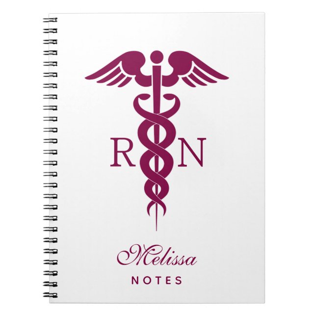 Caderno Espiral Red Caduceus Nurse Símbolo Médico (Frente)