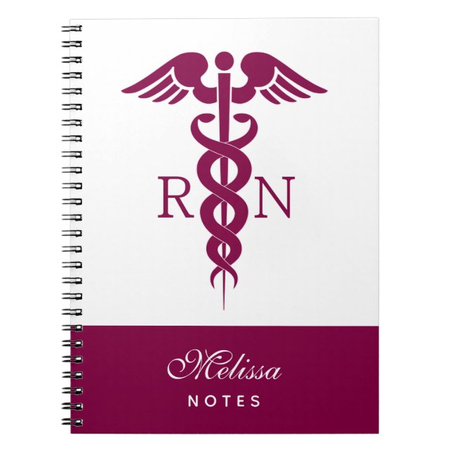 Caderno Espiral Red Caduceus Nurse Símbolo Médico (Frente)